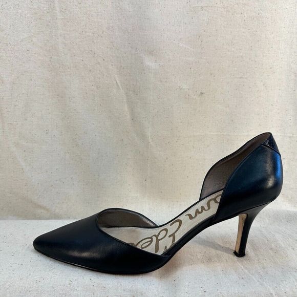 Sam Edelman Jaina Pointed Toe Demi Pump Women 9.5 EU41 Black Leather Sexy Heels - Picture 10 of 12